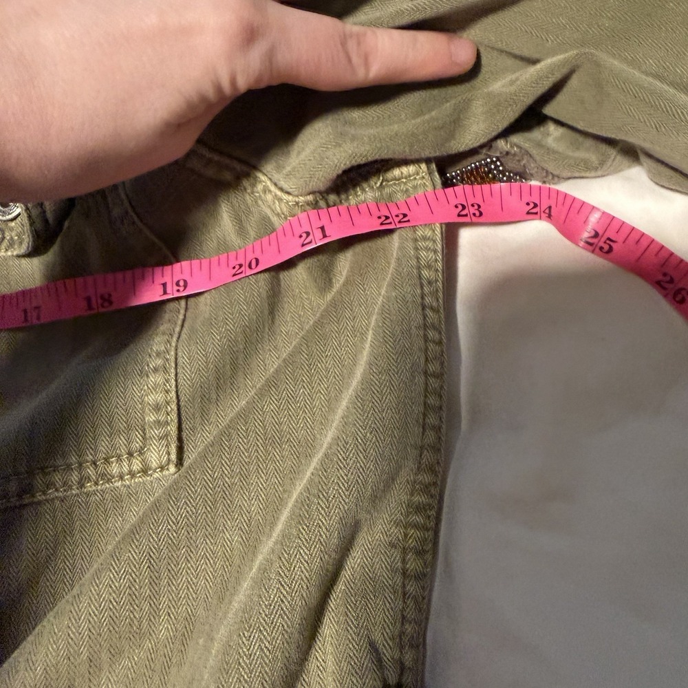 Free People Embellished Military Shirt Jacket Olive Green Beaded Utility - Picture 7 of 10